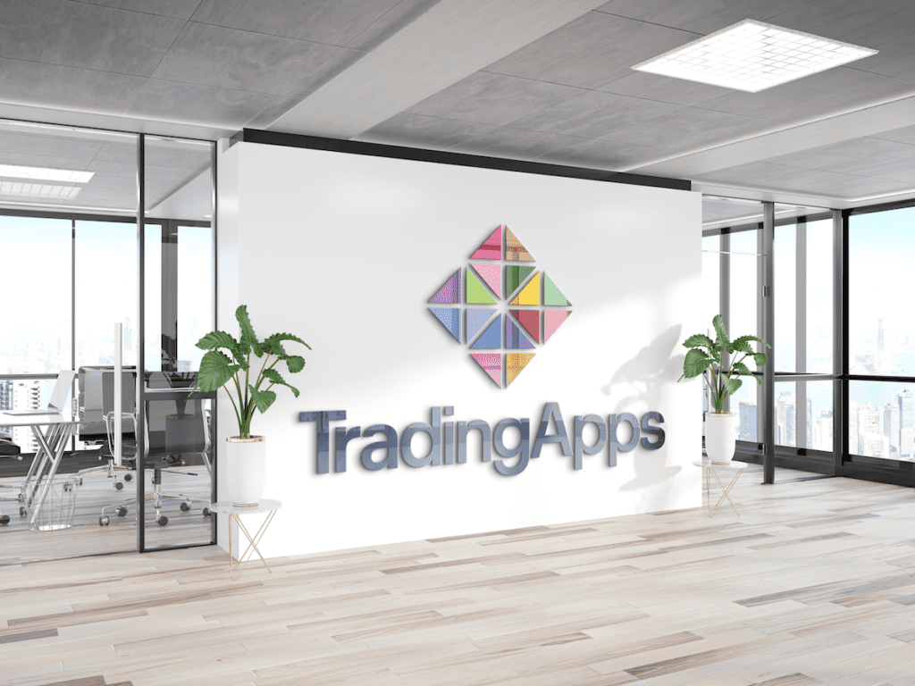 Trading Apps logo on a wall